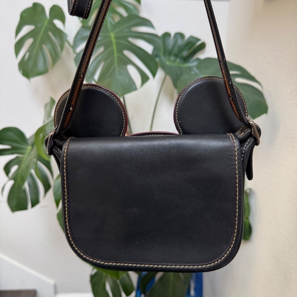 Coach x Disney Black Leather Patricia Saddle Bag Crossbody Mickey Ears - Picture 4 of 11